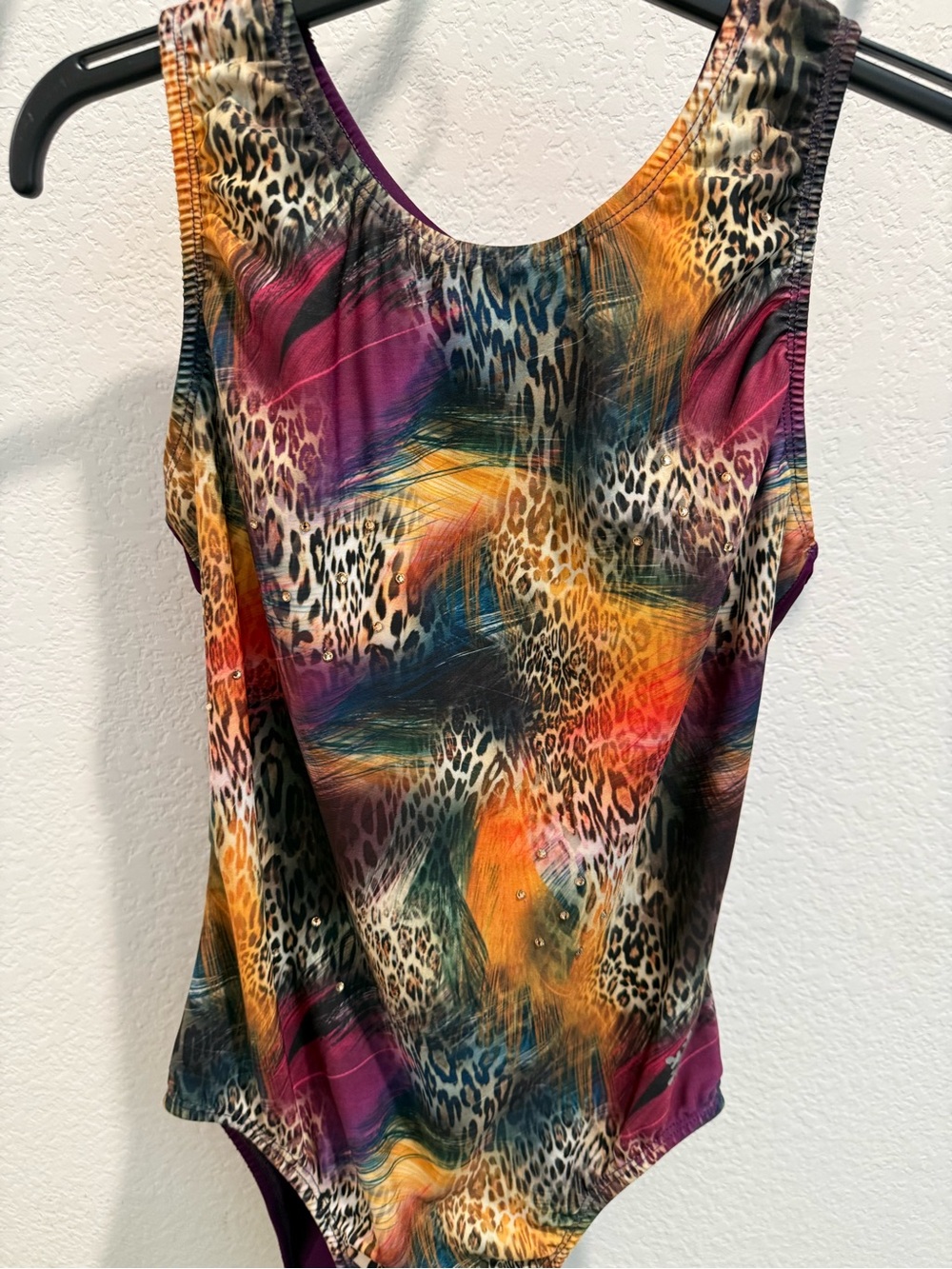 Sleeveless Multicolor Animal-Print Leotard